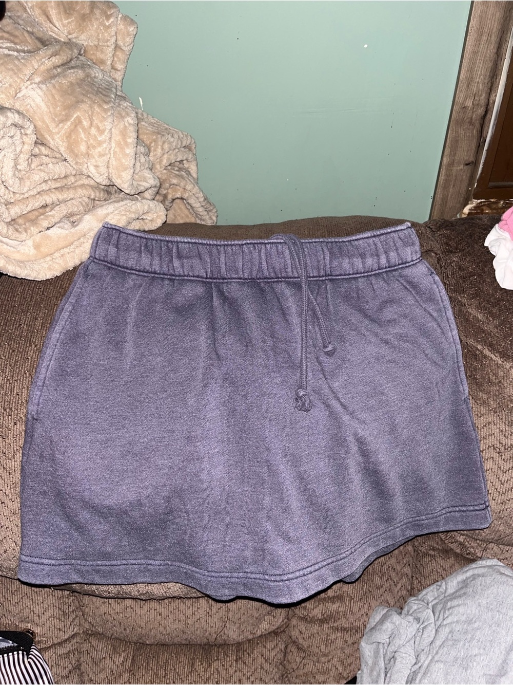 SO Purple Drawstring Mini Skirt w/built in Shorts